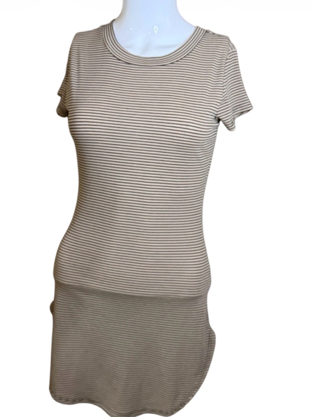 Papermoon Beige & White Striped Short Sleeve Tunic
